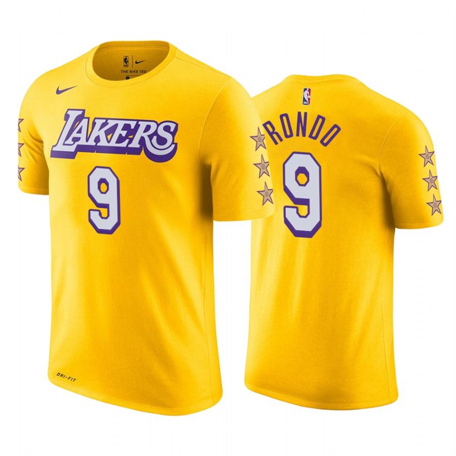 Men's Los Angeles Lakers Rajon Rondo #9 NBA City Edition Gold Basketball T-Shirt UTC3083UM